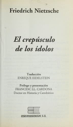 El Crepúsculo de los ídolos