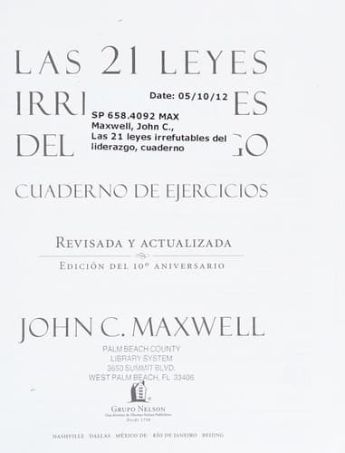 21 Leyes Irrefutables del Liderazgo, Cuaderno de Ejercicios